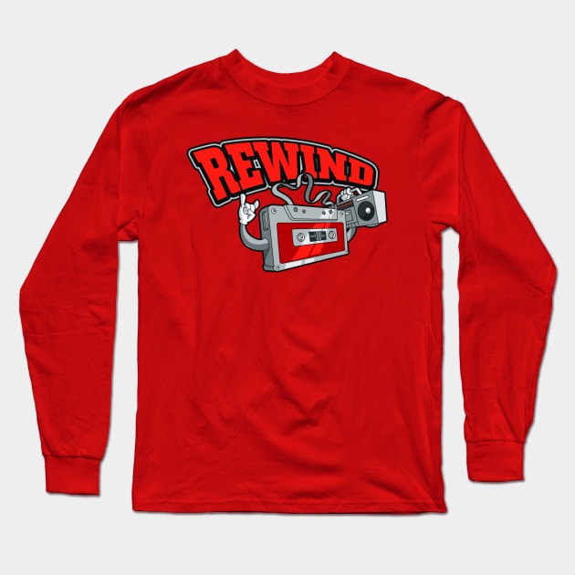 REWIND (80's Design) Long Sleeve T-Shirt by Rewind Wear by Pressing Rewind